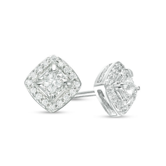 1/4 CT. T.W. Princess-Cut Diamond Frame Stud Earrings in 10K White Gold 1/4 CT. T.W. Princess-Cut Diamond Frame Stud Earrings in 10K White Gold