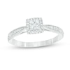 Thumbnail Image 0 of 1/5 CT. T.W. Princess Multi-Diamond Frame Pinched Shank Vintage-Style Promise Ring in 10K White Gold