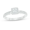 Thumbnail Image 1 of 1/5 CT. T.W. Princess Multi-Diamond Frame Pinched Shank Vintage-Style Promise Ring in 10K White Gold