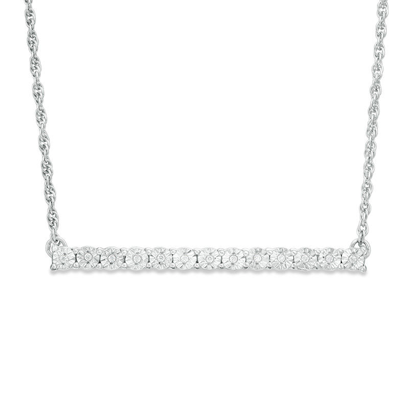 Main Image 1 of 1/20 CT. T.W. Diamond Bar Necklace in Sterling Silver