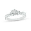 Thumbnail Image 0 of 1/10 CT. T.W. Composite Diamond Flower Tri-Sides Promise Ring in Sterling Silver