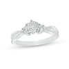 Thumbnail Image 1 of 1/10 CT. T.W. Composite Diamond Flower Tri-Sides Promise Ring in Sterling Silver