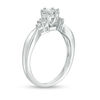 Thumbnail Image 1 of 1/10 CT. T.W. Composite Diamond Flower Tri-Sides Promise Ring in Sterling Silver
