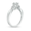 Thumbnail Image 2 of 1/10 CT. T.W. Composite Diamond Flower Tri-Sides Promise Ring in Sterling Silver