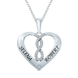 1/20 CT. T.W. Diamond Infinity Heart Pendant in Sterling Silver (2 Names)