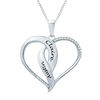 Thumbnail Image 0 of Couple's Diamond Accent Swirling Ribbons Heart Pendant in Sterling Silver (2 Names)