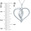 Thumbnail Image 1 of Couple's Diamond Accent Swirling Ribbons Heart Pendant in Sterling Silver (2 Names)