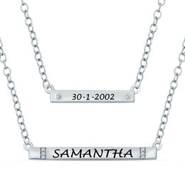 Diamond Accent Double Strand Bar Necklace in Sterling Silver (1 Name and Date)