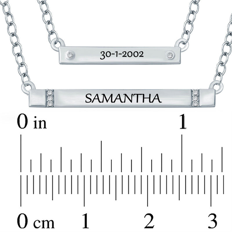 Diamond Accent Double Strand Bar Necklace in Sterling Silver (1 Name and Date)