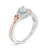 Thumbnail Image 2 of 1/10 CT. T.W. Diamond Cushion Frame Heart-Sides Promise Ring in Sterling Silver and 10K Rose Gold