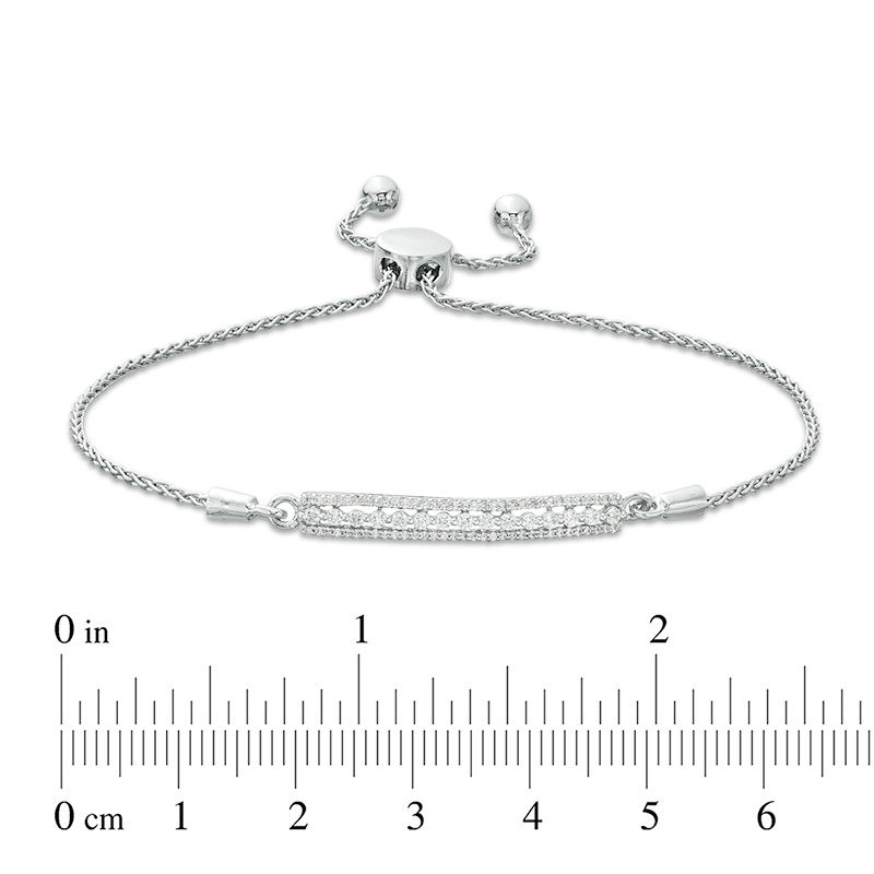 Main Image 2 of 1/4 CT. T.W. Diamond Multi-Row Bar Bolo Bracelet in Sterling Silver - 9.5"