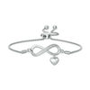 Thumbnail Image 1 of Diamond Accent Infinity and Heart Charm Bolo Bracelet in Sterling Silver - 9.5"