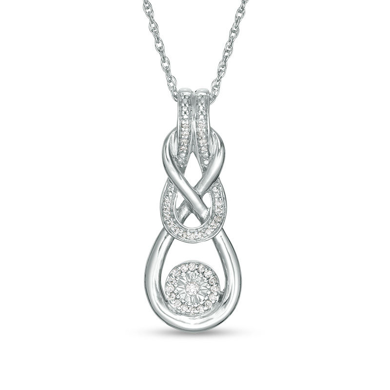 1/10 CT. T.W. Diamond Frame Infinity Knot Pendant in Sterling Silver