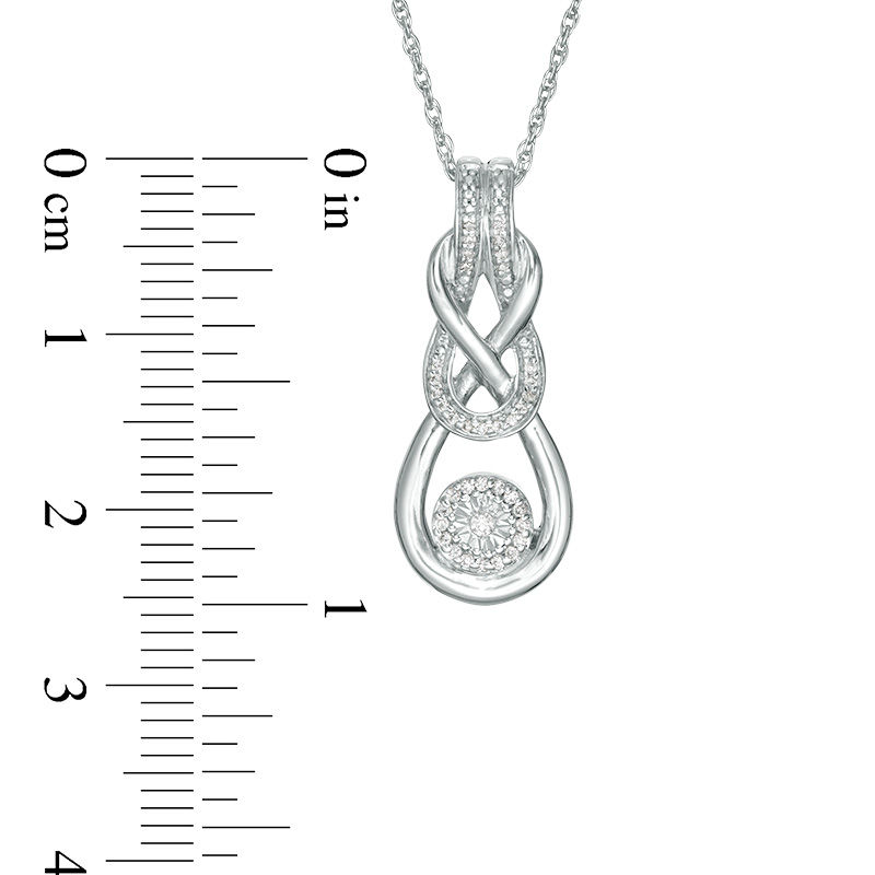 Main Image 2 of 1/10 CT. T.W. Diamond Frame Infinity Knot Pendant in Sterling Silver