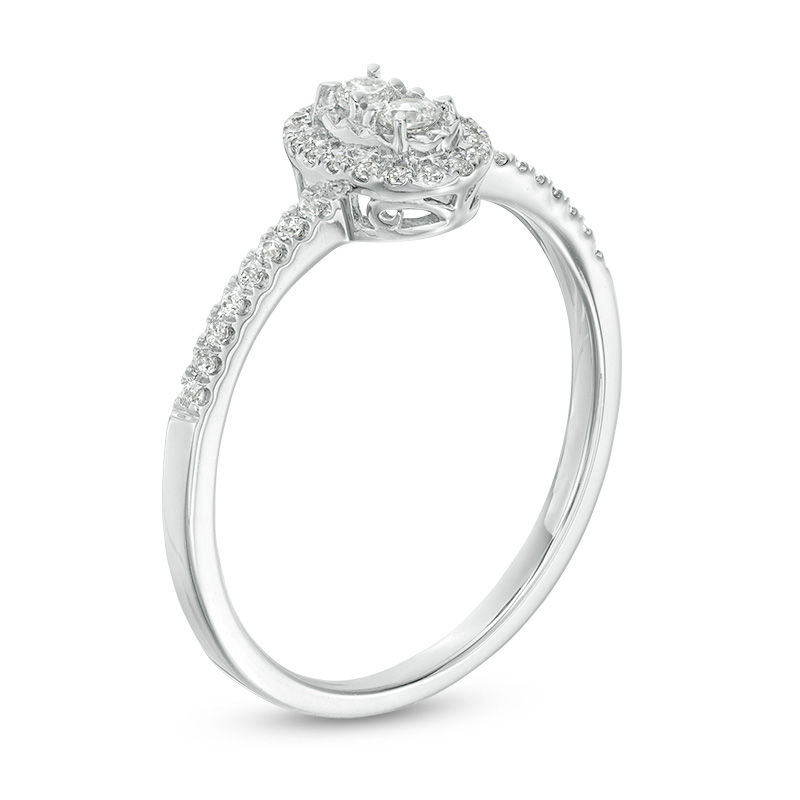 Main Image 2 of 1/5 CT. T.W. Composite Diamond Oval Frame Promise Ring in 10K White Gold