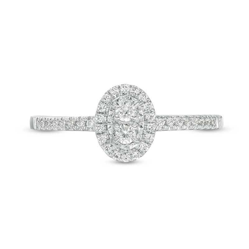 1/5 CT. T.W. Composite Diamond Oval Frame Promise Ring in 10K White Gold