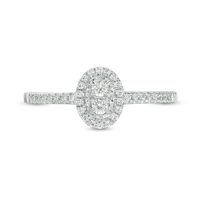 Main Image 3 of 1/5 CT. T.W. Composite Diamond Oval Frame Promise Ring in 10K White Gold