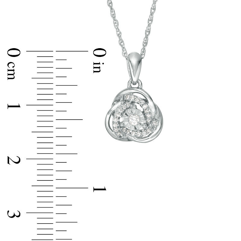 1/10 CT. T.W. Diamond Love Knot Pendant in Sterling Silver