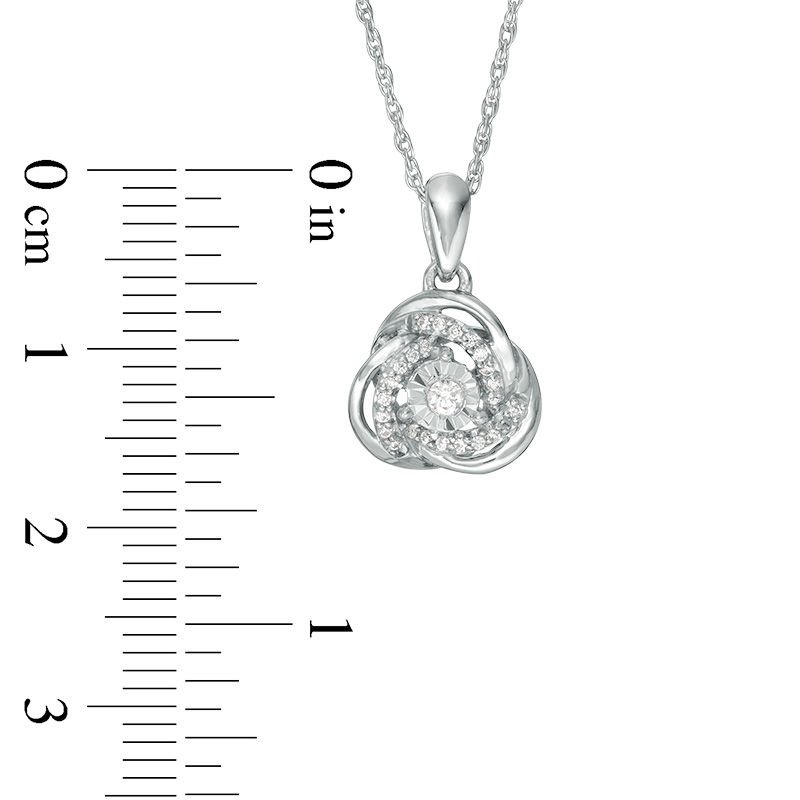 Main Image 2 of 1/10 CT. T.W. Diamond Love Knot Pendant in Sterling Silver