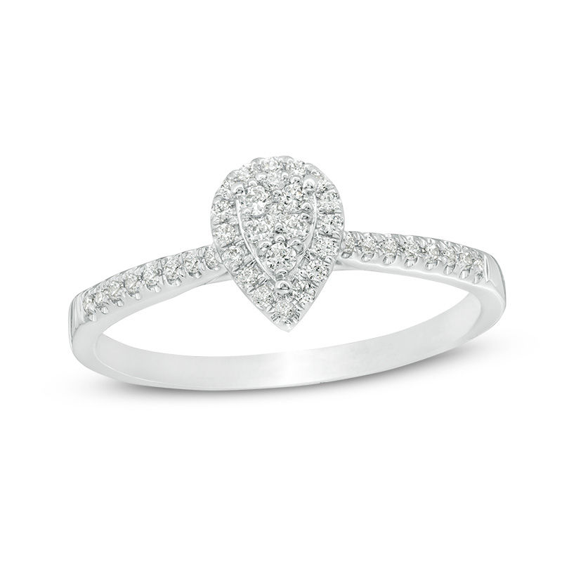 1/6 CT. T.W. Composite Diamond Pear-Shaped Frame Promise Ring in 10K White Gold