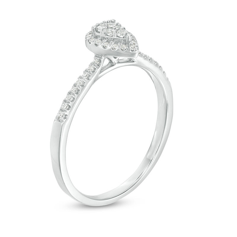 1/6 CT. T.W. Composite Diamond Pear-Shaped Frame Promise Ring in 10K White Gold