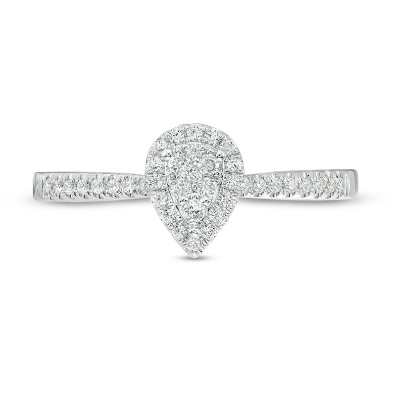 1/6 CT. T.W. Composite Diamond Pear-Shaped Frame Promise Ring in 10K White Gold