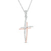Thumbnail Image 1 of 1/15 CT. T.W. Diamond Abstract Cross Pendant in 10K Two-Tone Gold