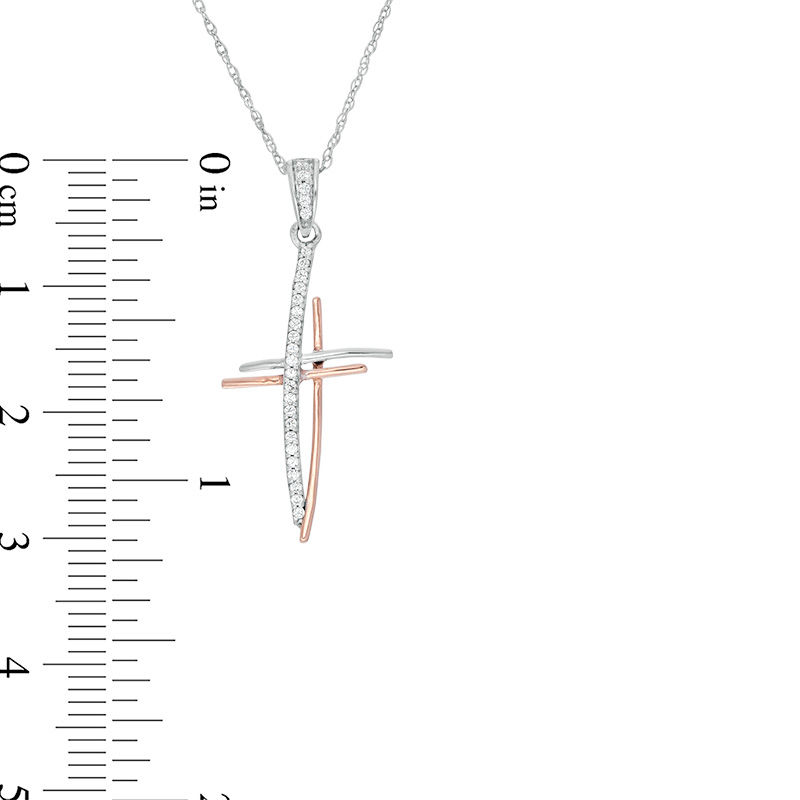 Main Image 2 of 1/15 CT. T.W. Diamond Abstract Cross Pendant in 10K Two-Tone Gold