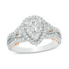 Thumbnail Image 0 of 1 CT. T.W. Composite Diamond Pear-Shaped Frame Engagement Ring in 10K Two-Tone Gold