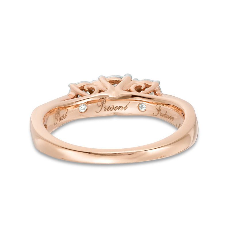 1/4 CT. T.W. Diamond Past Present Future® Engagement Ring in 10K Rose Gold