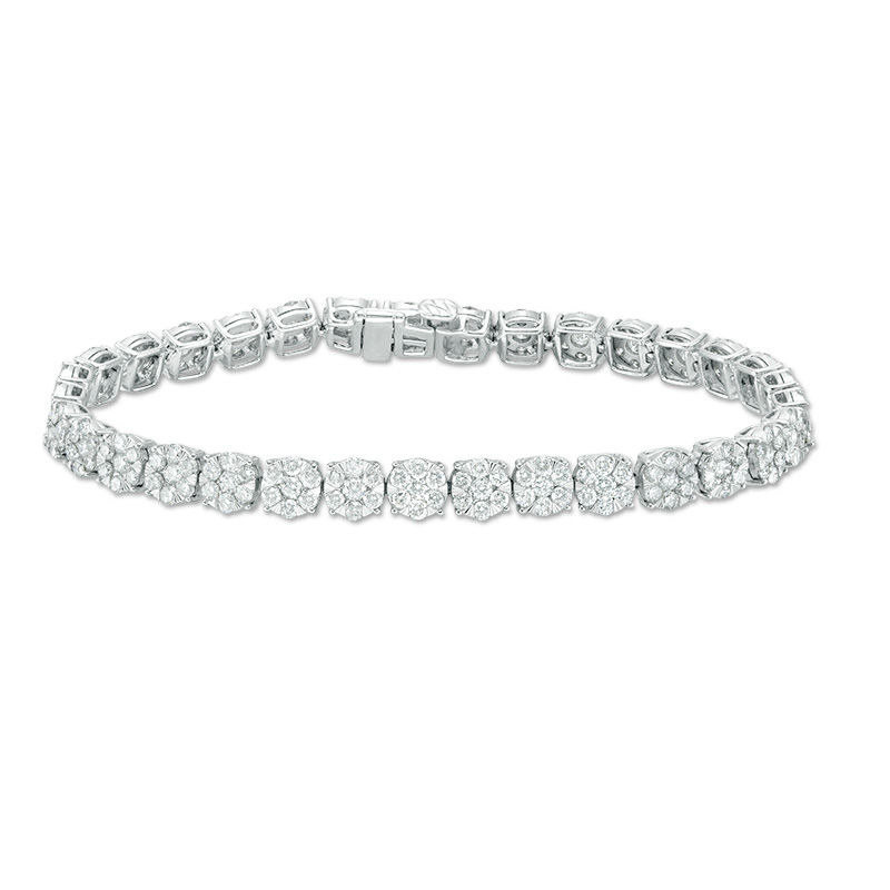 Main Image 1 of 5 CT. T.W. Composite Diamond Sunburst Bracelet in 10K White Gold - 7.25"