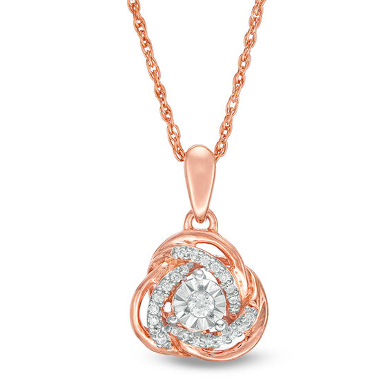 リドム KNOT PENDAND 1/10 CT. T.W. Diamond Love Knot Pendant in 10K Rose Gold