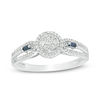 Thumbnail Image 0 of 1/5 CT. T.W. Composite Diamond Frame with Blue Sapphire Sides Promise Ring in 10K White Gold
