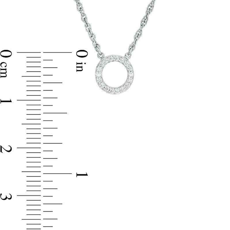 Main Image 2 of 1/10 CT. T.W. Diamond Circle Outline Necklace in 10K White Gold