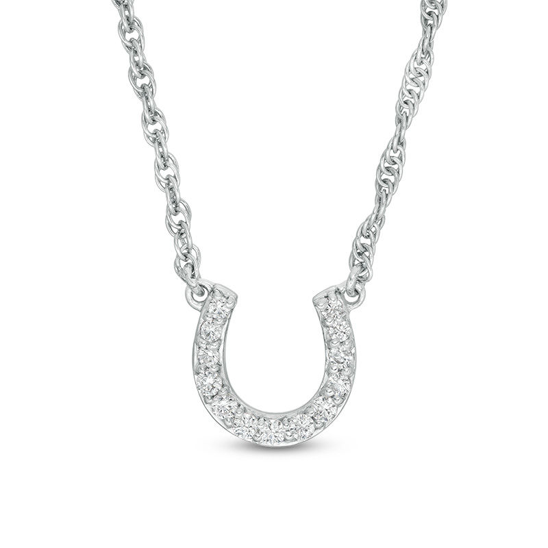 1/10 CT. T.W. Diamond Horseshoe Necklace in 10K White Gold