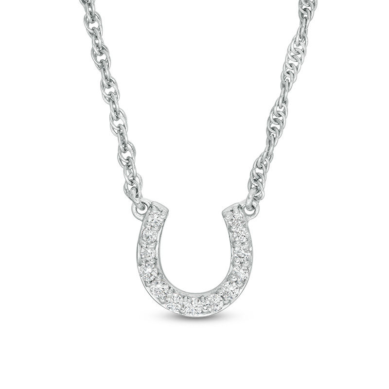 Main Image 1 of 1/10 CT. T.W. Diamond Horseshoe Necklace in 10K White Gold