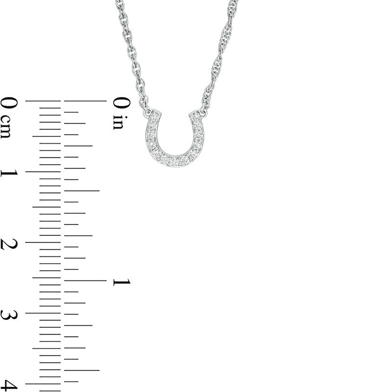 Main Image 2 of 1/10 CT. T.W. Diamond Horseshoe Necklace in 10K White Gold