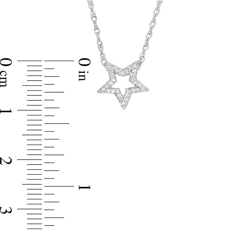 1/10 CT. T.W. Diamond Star Outline Pendant in 10K White Gold