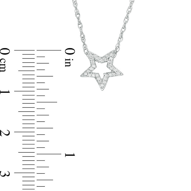 Main Image 2 of 1/10 CT. T.W. Diamond Star Outline Pendant in 10K White Gold