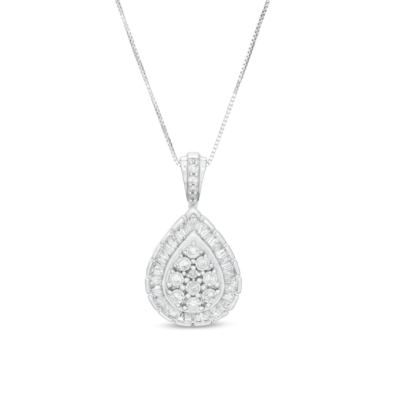 Main Image 1 of 1/2 CT. T.W. Composite Diamond Pear-Shaped Frame Pendant in 10K White Gold