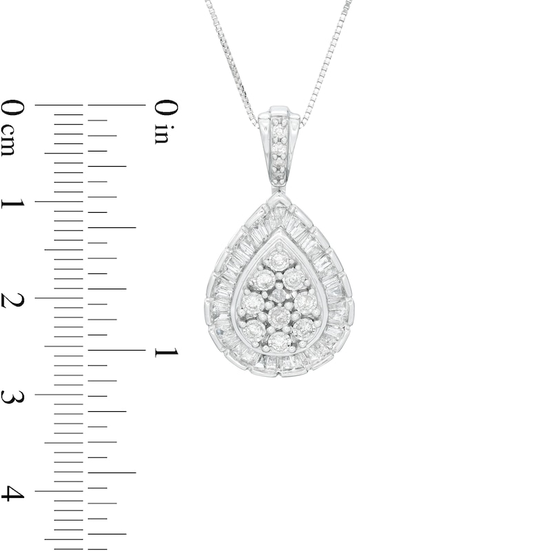 Main Image 2 of 1/2 CT. T.W. Composite Diamond Pear-Shaped Frame Pendant in 10K White Gold
