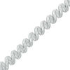 Thumbnail Image 1 of 1/4 CT. T.W. Diamond Two-Stone "S" Bracelet in Sterling Silver - 7.5"