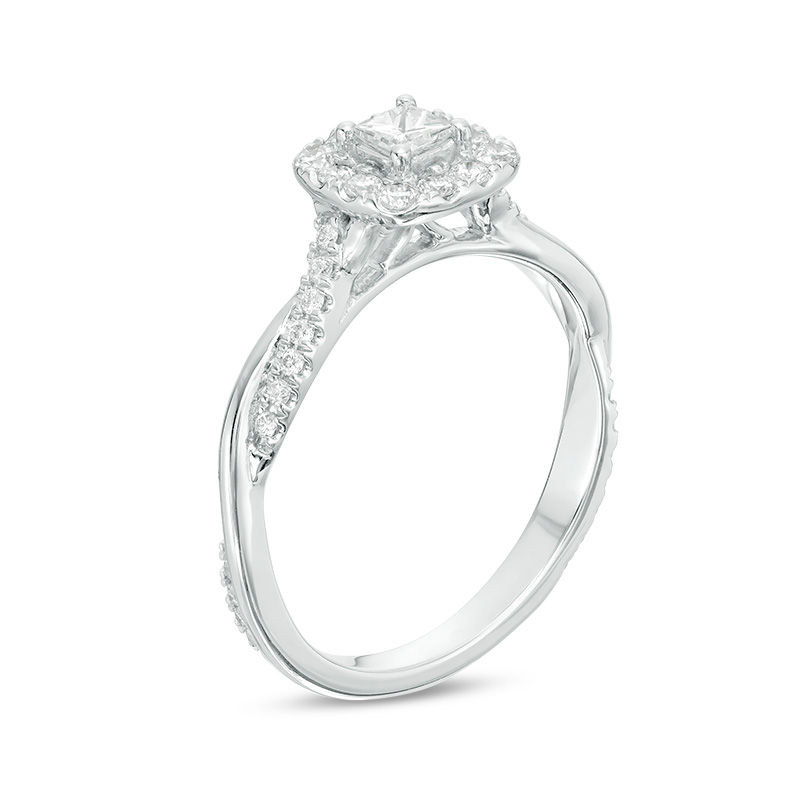 1/2 CT. T.W. Princess-Cut Diamond Frame Twist Engagement Ring in 14K White Gold