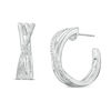 Thumbnail Image 1 of Diamond Accent Criss-Cross Hoop Earrings in Sterling Silver