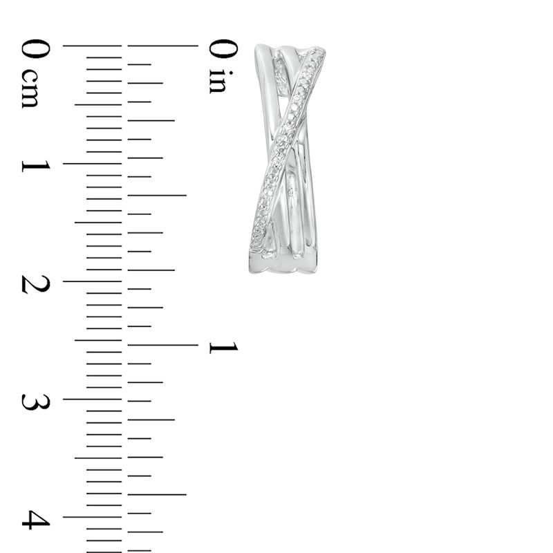 Main Image 2 of Diamond Accent Criss-Cross Hoop Earrings in Sterling Silver