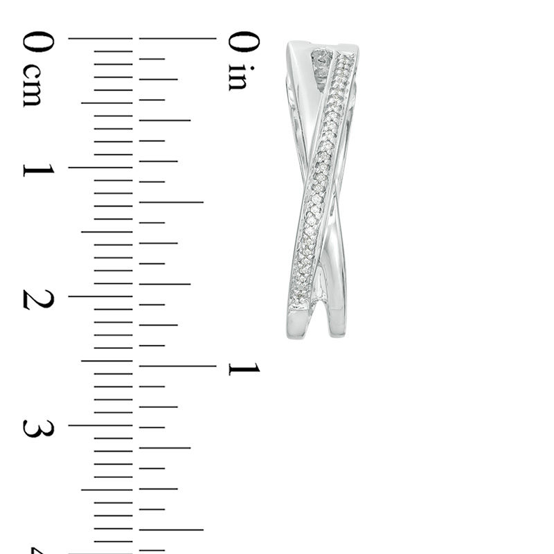 Main Image 2 of 1/10 CT. T.W. Diamond "X" Hoop Earrings in Sterling Silver