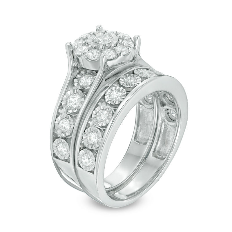 Main Image 2 of 1 CT. T.W. Diamond Frame Bridal Set in 10K White Gold