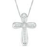 Thumbnail Image 1 of Convertibilities 1/6 CT. T.W. Diamond Cross Three-in-One Pendant in Sterling Silver