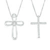Thumbnail Image 2 of Convertibilities 1/6 CT. T.W. Diamond Cross Three-in-One Pendant in Sterling Silver