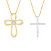Thumbnail Image 1 of Convertibilities 1/10 CT. T.W. Diamond Cross Three-in-One Pendant in 10K Gold